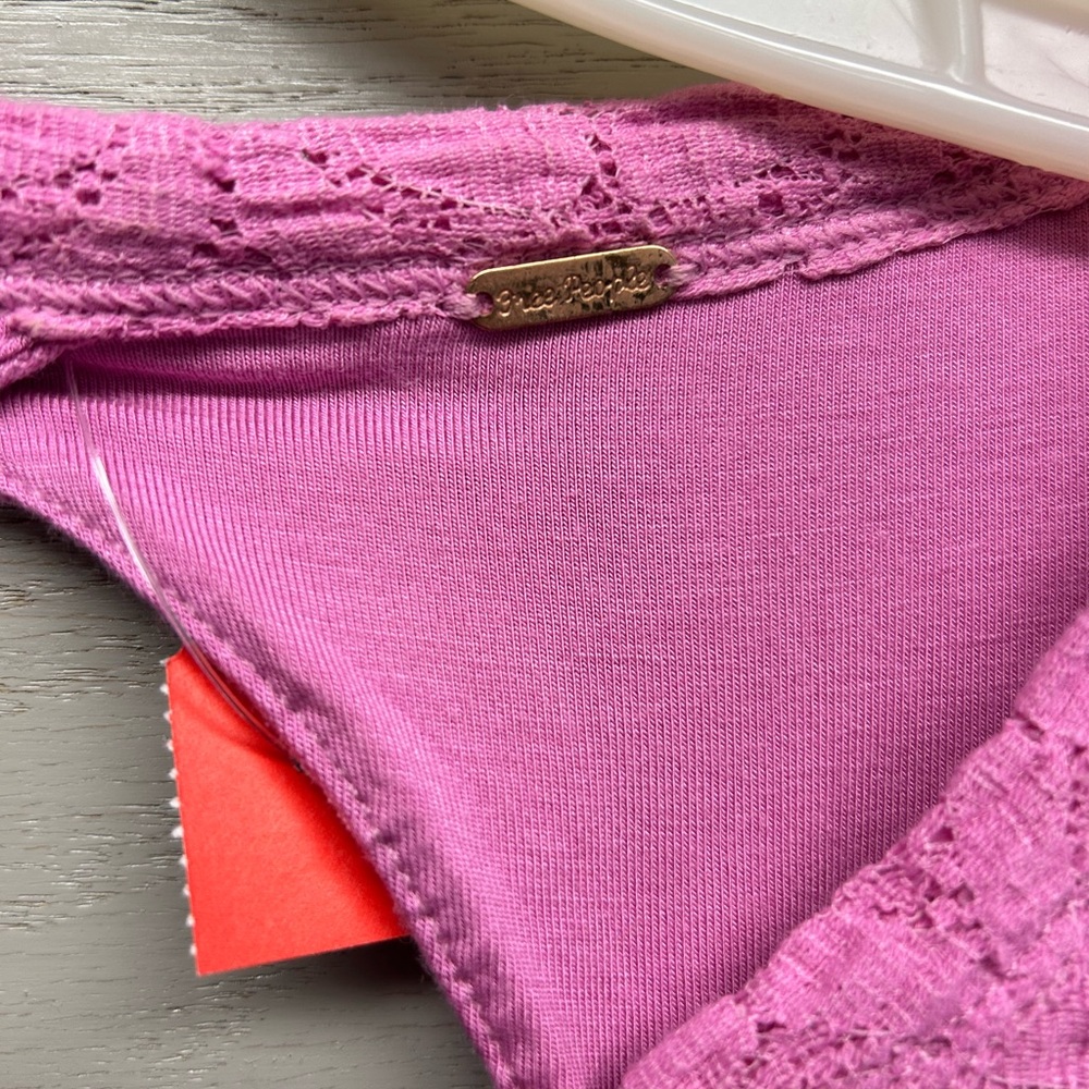 Free People Fuchsia Textured Long Sleeve Crop Top - Picture 2 of 7